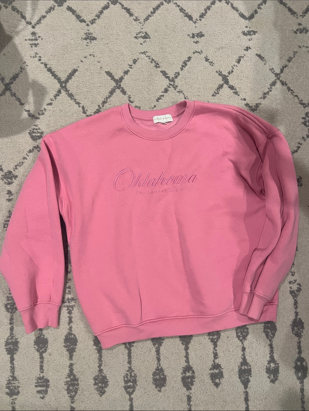 Pink Oklahoma Embroidered Crewneck Sweatshirt